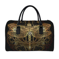 Golden Spiritual Dragonfly Print Leather Duffel Bag