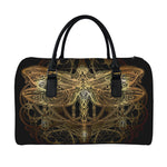 Golden Spiritual Dragonfly Print Leather Duffle Bag