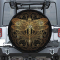 Golden Spiritual Dragonfly Print Leather Spare Tire Cover
