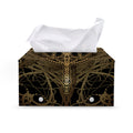 Golden Spiritual Dragonfly Print Leather Tissue Box Cover