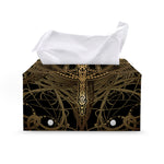 Golden Spiritual Dragonfly Print Leather Tissue Box Cover