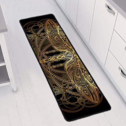 Golden Spiritual Dragonfly Print Long Kitchen Mat