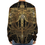 Golden Spiritual Dragonfly Print Long Sleeve Baseball Jersey
