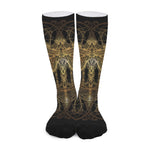 Golden Spiritual Dragonfly Print Long Socks
