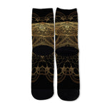 Golden Spiritual Dragonfly Print Long Socks