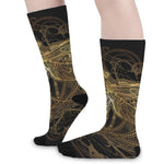 Golden Spiritual Dragonfly Print Long Socks