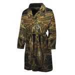 Golden Spiritual Dragonfly Print Men's Bathrobe