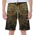Golden Spiritual Dragonfly Print Men's Beach Shorts