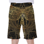 Golden Spiritual Dragonfly Print Men's Beach Shorts