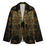 Golden Spiritual Dragonfly Print Men's Blazer