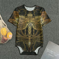 Golden Spiritual Dragonfly Print Men's Bodysuit