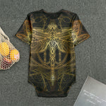 Golden Spiritual Dragonfly Print Men's Bodysuit