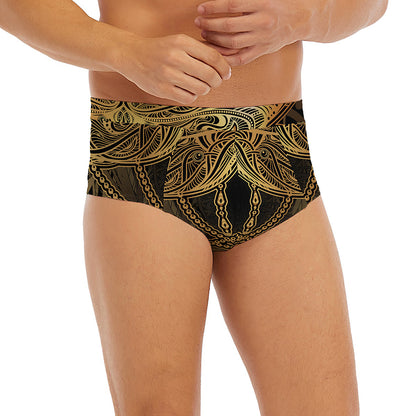 Golden Spiritual Dragonfly Print Men's Briefs