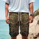 Golden Spiritual Dragonfly Print Men's Cargo Shorts
