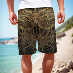 Golden Spiritual Dragonfly Print Men's Cargo Shorts