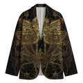 Golden Spiritual Dragonfly Print Men's Cotton Blazer