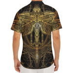Golden Spiritual Dragonfly Print Men's Deep V-Neck Shirt