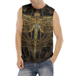 Golden Spiritual Dragonfly Print Men's Fitness Tank Top