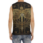 Golden Spiritual Dragonfly Print Men's Fitness Tank Top