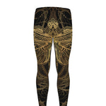 Golden Spiritual Dragonfly Print Men's leggings
