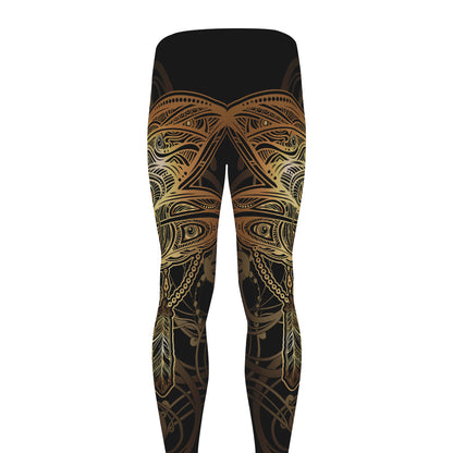 Golden Spiritual Dragonfly Print Men's leggings