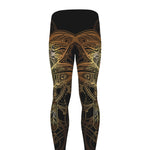 Golden Spiritual Dragonfly Print Men's leggings