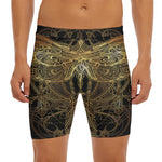 Golden Spiritual Dragonfly Print Men's Long Boxer Briefs