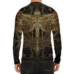 Golden Spiritual Dragonfly Print Men's Long Sleeve Rash Guard