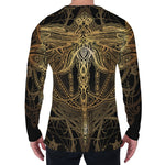 Golden Spiritual Dragonfly Print Men's Long Sleeve T-Shirt