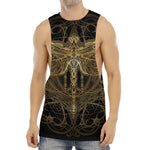Golden Spiritual Dragonfly Print Men's Muscle Tank Top