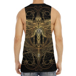 Golden Spiritual Dragonfly Print Men's Muscle Tank Top
