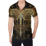 Golden Spiritual Dragonfly Print Men's Shirt