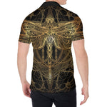 Golden Spiritual Dragonfly Print Men's Shirt