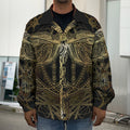 Golden Spiritual Dragonfly Print Men's Shirt Jacket