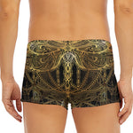 Golden Spiritual Dragonfly Print Men's Short Boxer Briefs