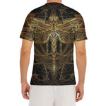 Golden Spiritual Dragonfly Print Men's Short Sleeve Rash Guard