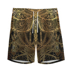 Golden Spiritual Dragonfly Print Men's Sports Shorts