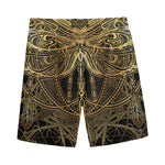 Golden Spiritual Dragonfly Print Men's Sports Shorts