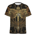 Golden Spiritual Dragonfly Print Men's Athletic T-Shirt