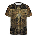 Golden Spiritual Dragonfly Print Men's Sports T-Shirt