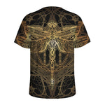 Golden Spiritual Dragonfly Print Men's Sports T-Shirt