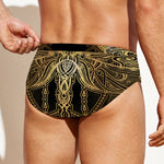 Golden Spiritual Dragonfly Print Men's Swim Briefs