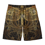 Golden Spiritual Dragonfly Print Men's Swim Trunks