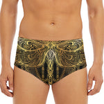Golden Spiritual Dragonfly Print Men's Triangle Swim Briefs