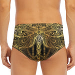 Golden Spiritual Dragonfly Print Men's Triangle Swim Briefs