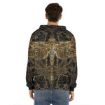 Golden Spiritual Dragonfly Print Men's Velvet Pullover Hoodie