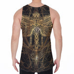 Golden Spiritual Dragonfly Print Men's Velvet Tank Top