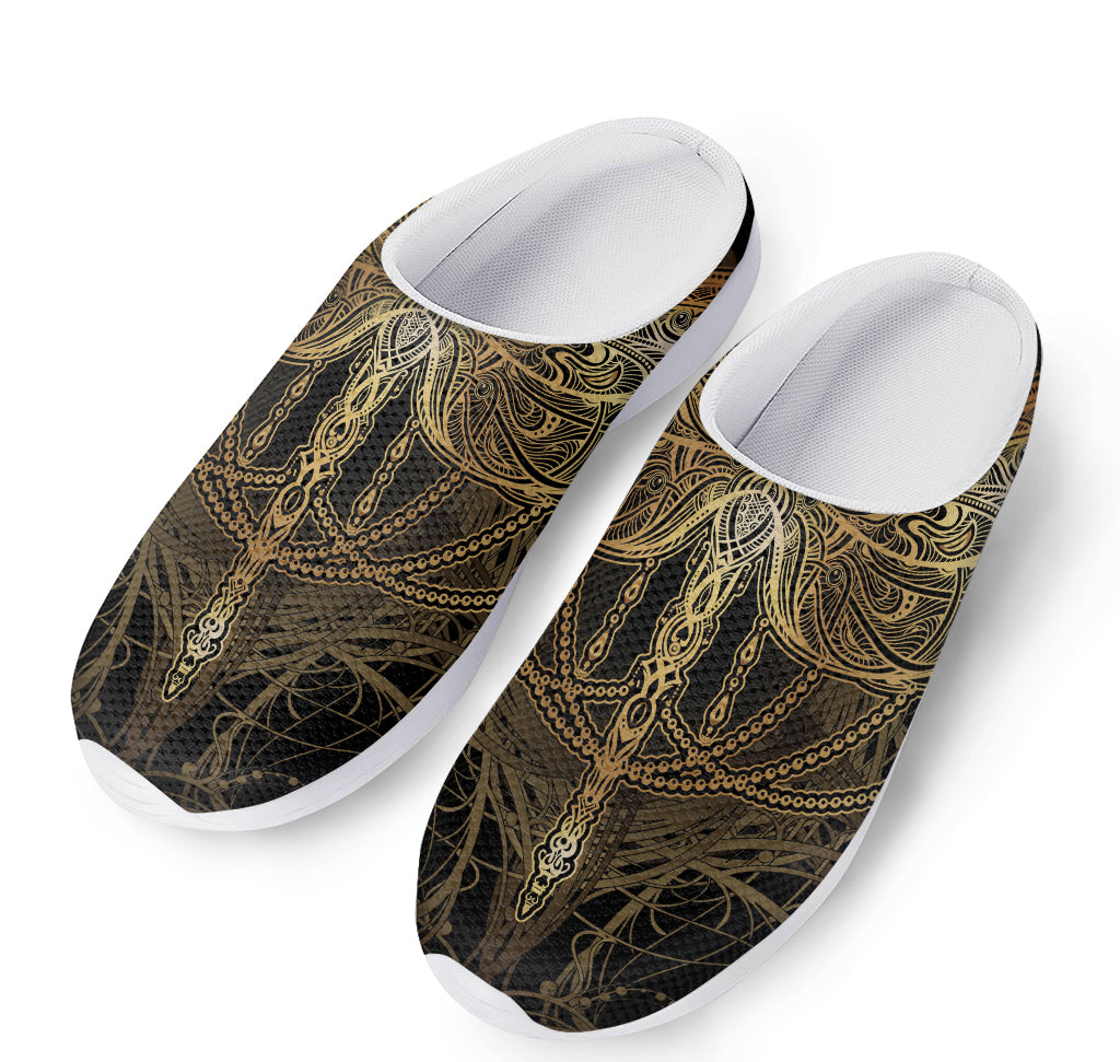 Golden Spiritual Dragonfly Print Mesh Casual Shoes