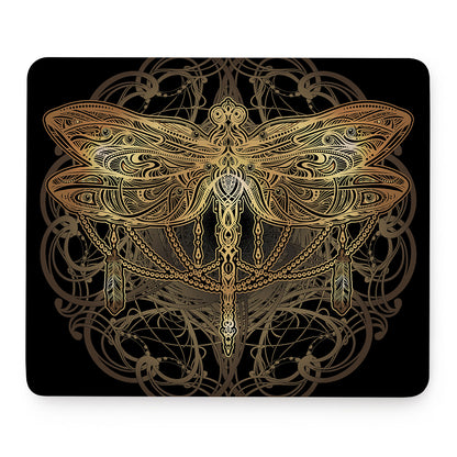 Golden Spiritual Dragonfly Print Mouse Pad