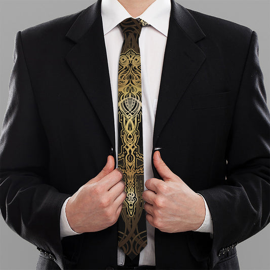 Golden Spiritual Dragonfly Print Necktie